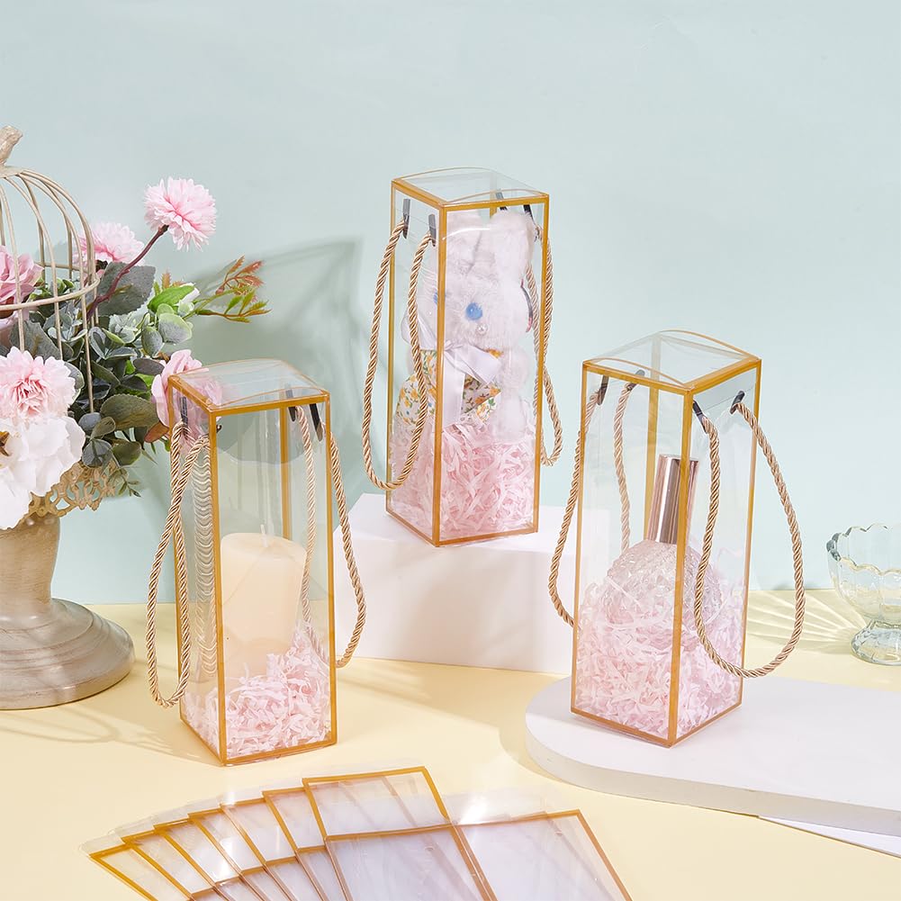 BENECREAT Boîte Dragées Transparente PET 7x7x21cm x20 Doré