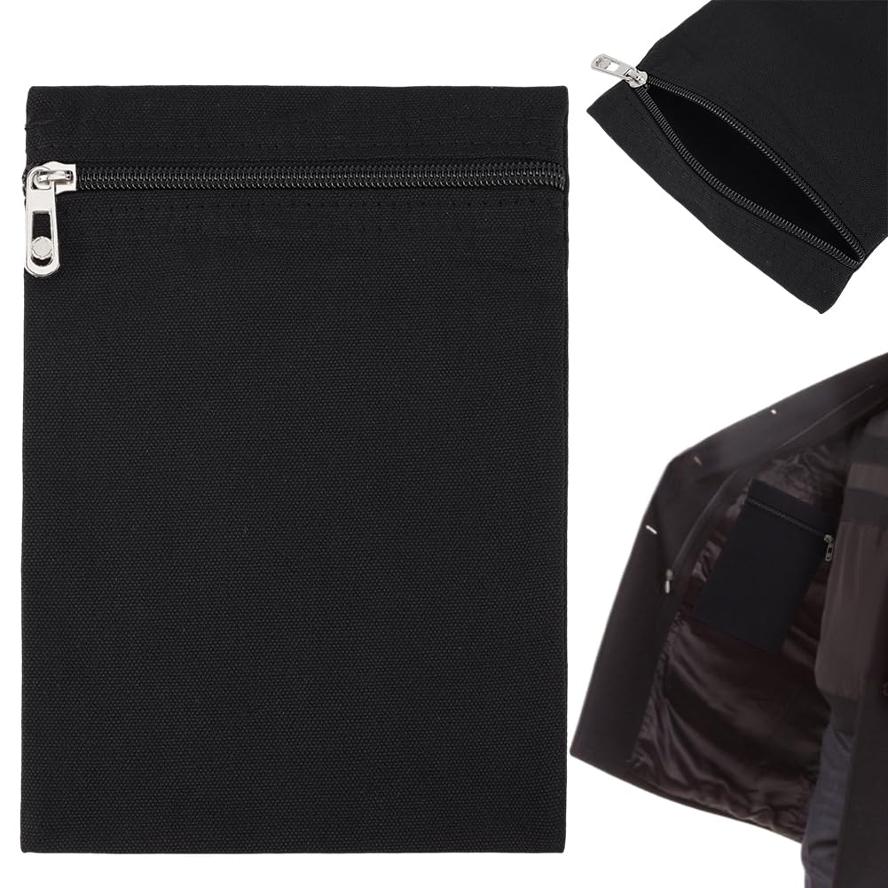 BENECREAT poches zip à coudre toile noire 12,5 cm lot 2