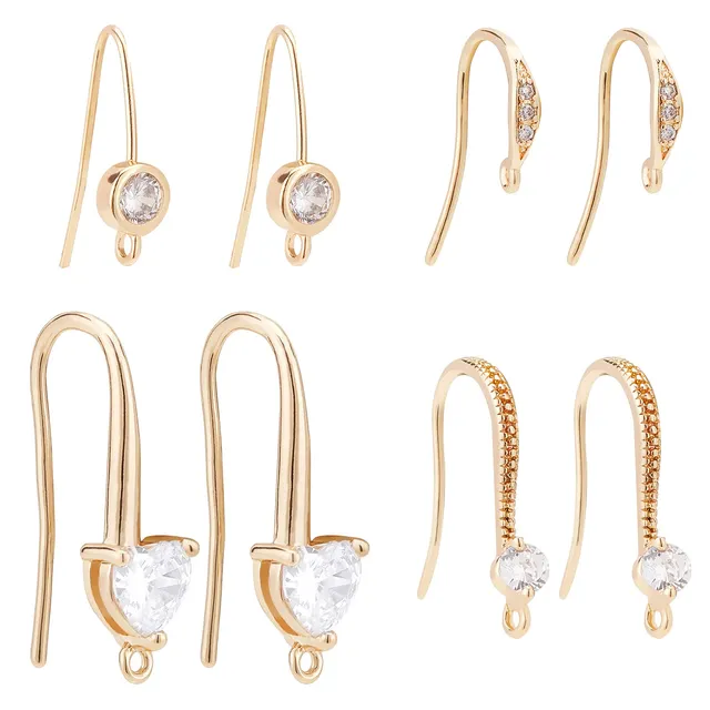 BENECREAT Crochets Boucles d'Oreilles Plaqué Or 18K 16 pcs
