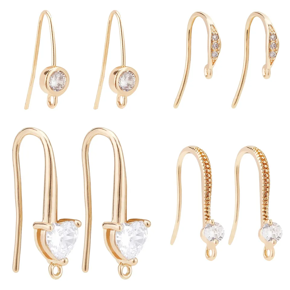BENECREAT Crochets Boucles d'Oreilles Plaqué Or 18K 16 pcs