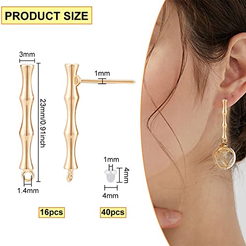BENECREAT Tige Boucle Oreille Bambou Doré 18K x16