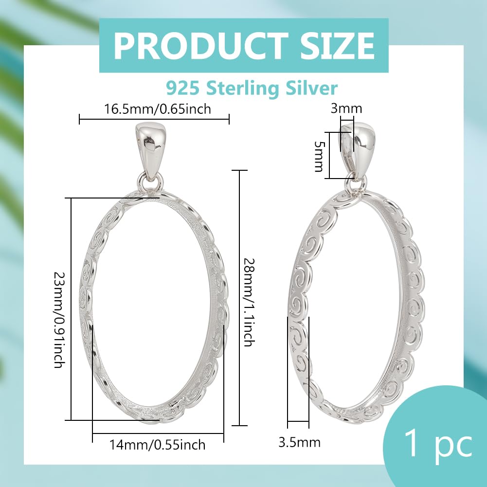 BENECREAT Support Pendentif Argent 925 Couronne Ovale 23x14mm