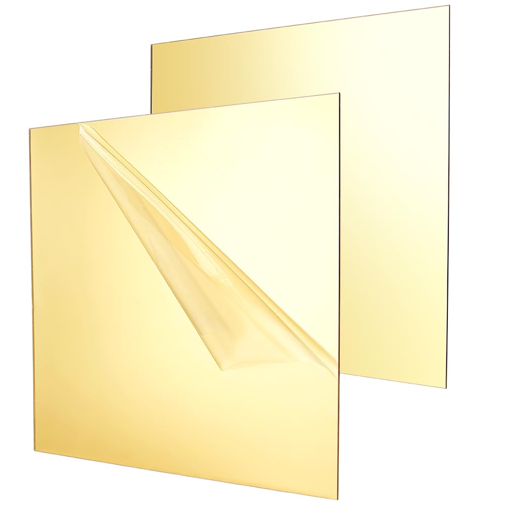 BENECREAT feuilles miroir acrylique argent 30x21cm lot de 2