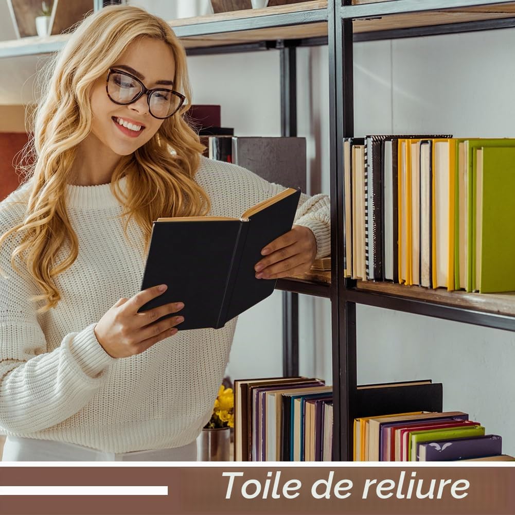 BENECREAT toile de reliure lin noir 120 x 40 cm