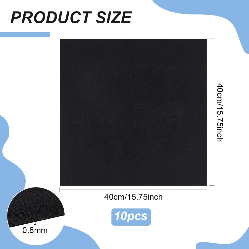 BENECREAT Feuille Mousse EVA Noire 40x40cm Lot 10 0,8mm