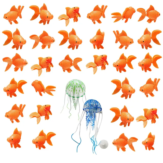 Cayway faux poissons aquarium orange 32 pièces flottants
