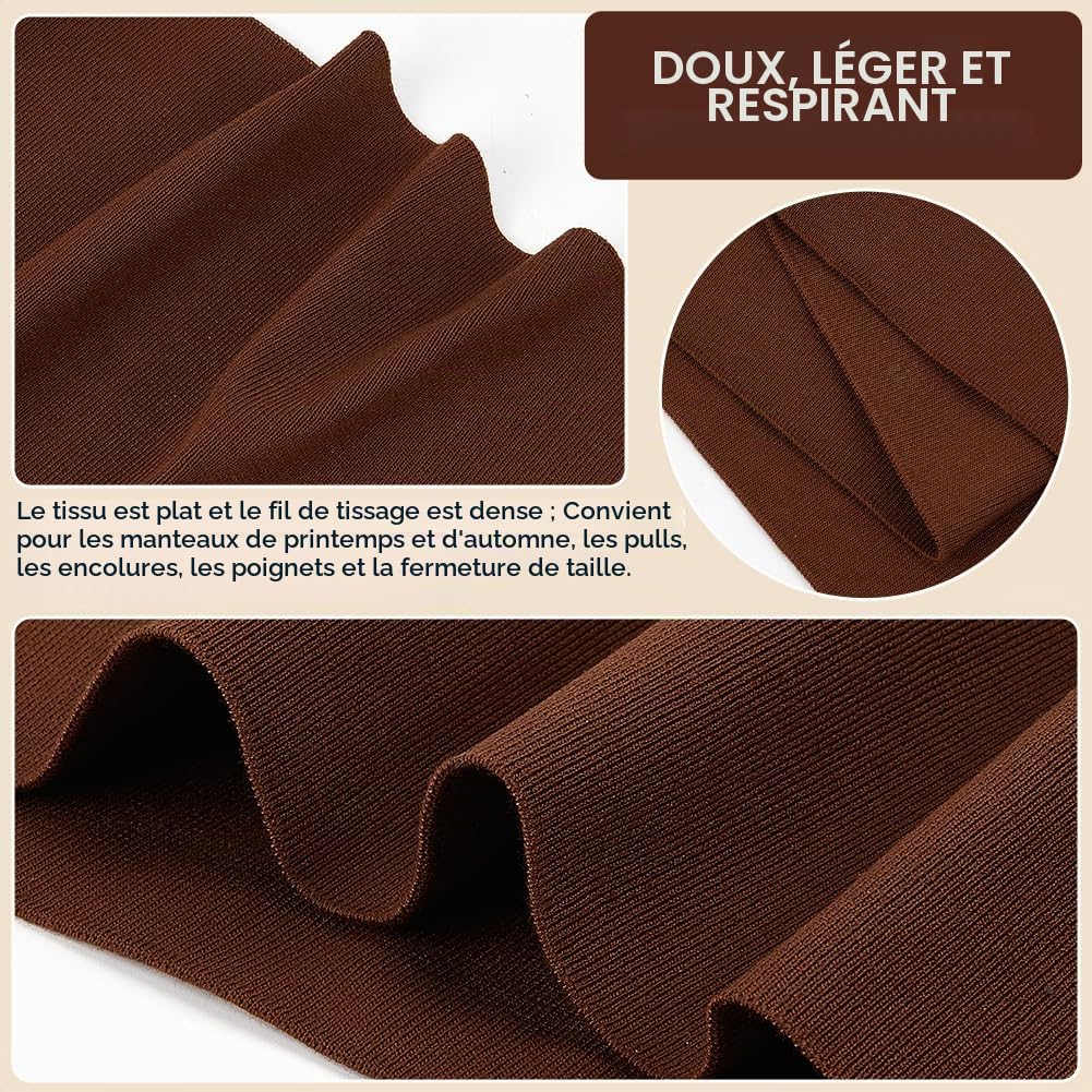 BENECREAT tissu côtelé extensible marron 100x15cm coco
