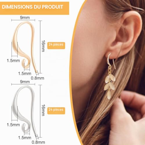 BENECREAT Fils Oreilles Bicolores 48 pcs 16mm