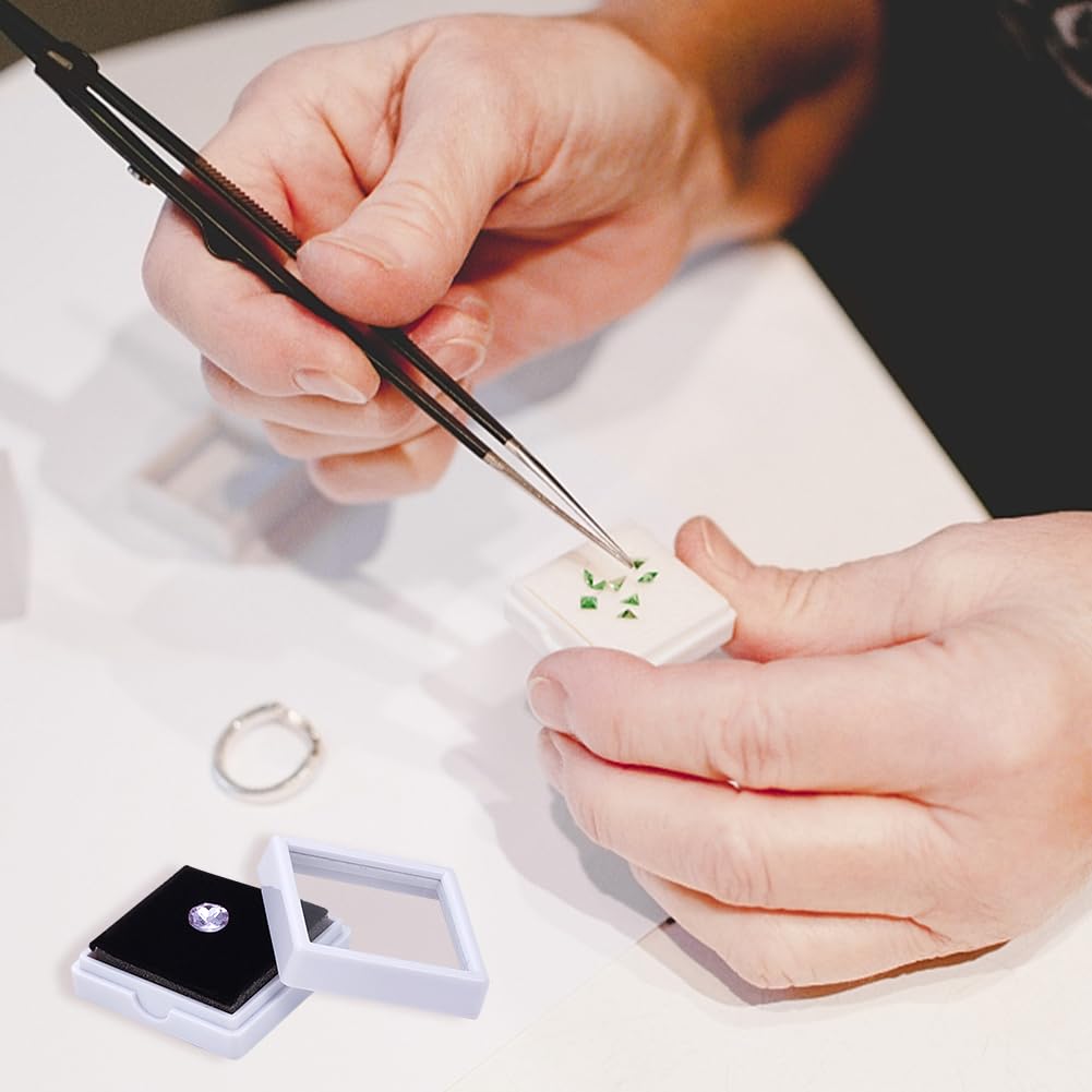 BENECREAT Boîte Présentation Pierres 12 pcs boîte bijoux verre blanc