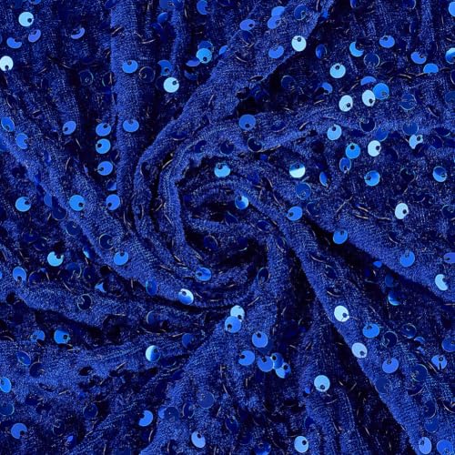 BENECREAT Tissu Velours Séquin Bleu 1,37m Costume Fête