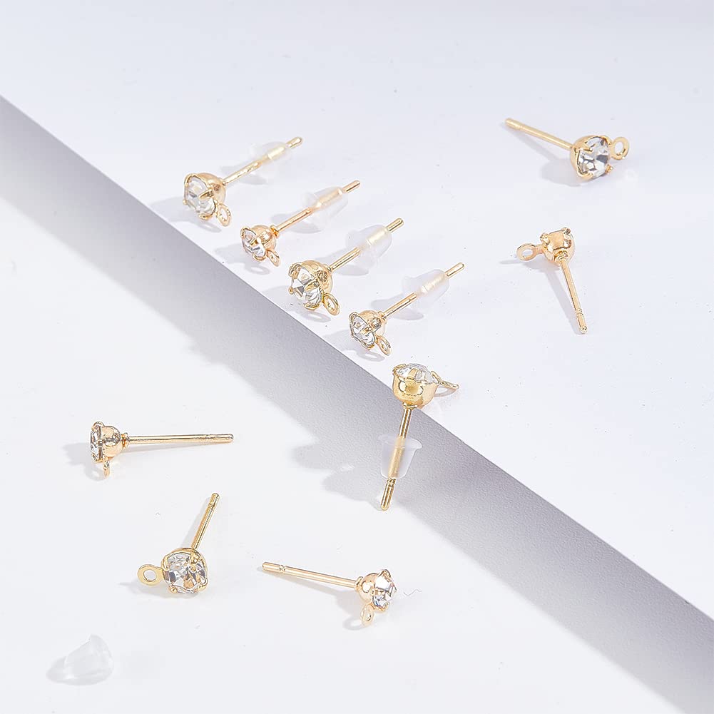 BENECREAT clous zircone plaqué or 18K 80 pcs trou 1 mm