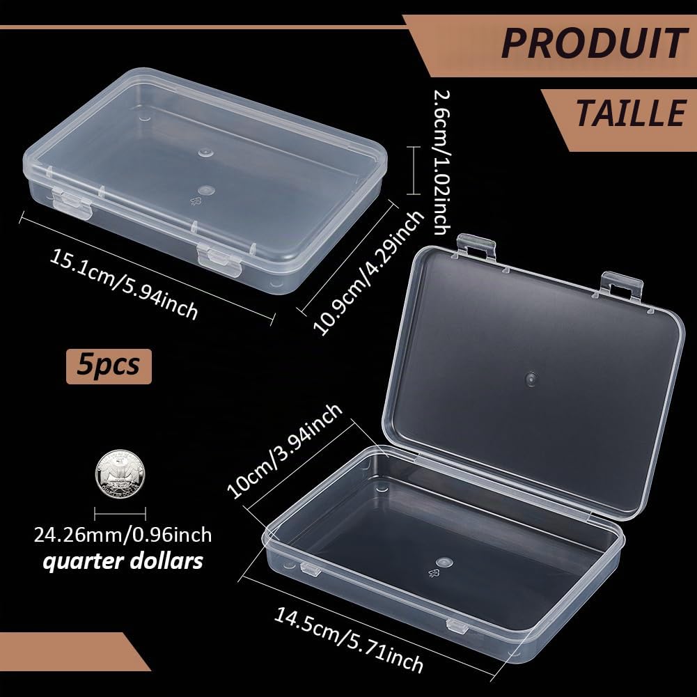 BENECREAT Boîte Rangement Plastique Transparente 5 Pièces
