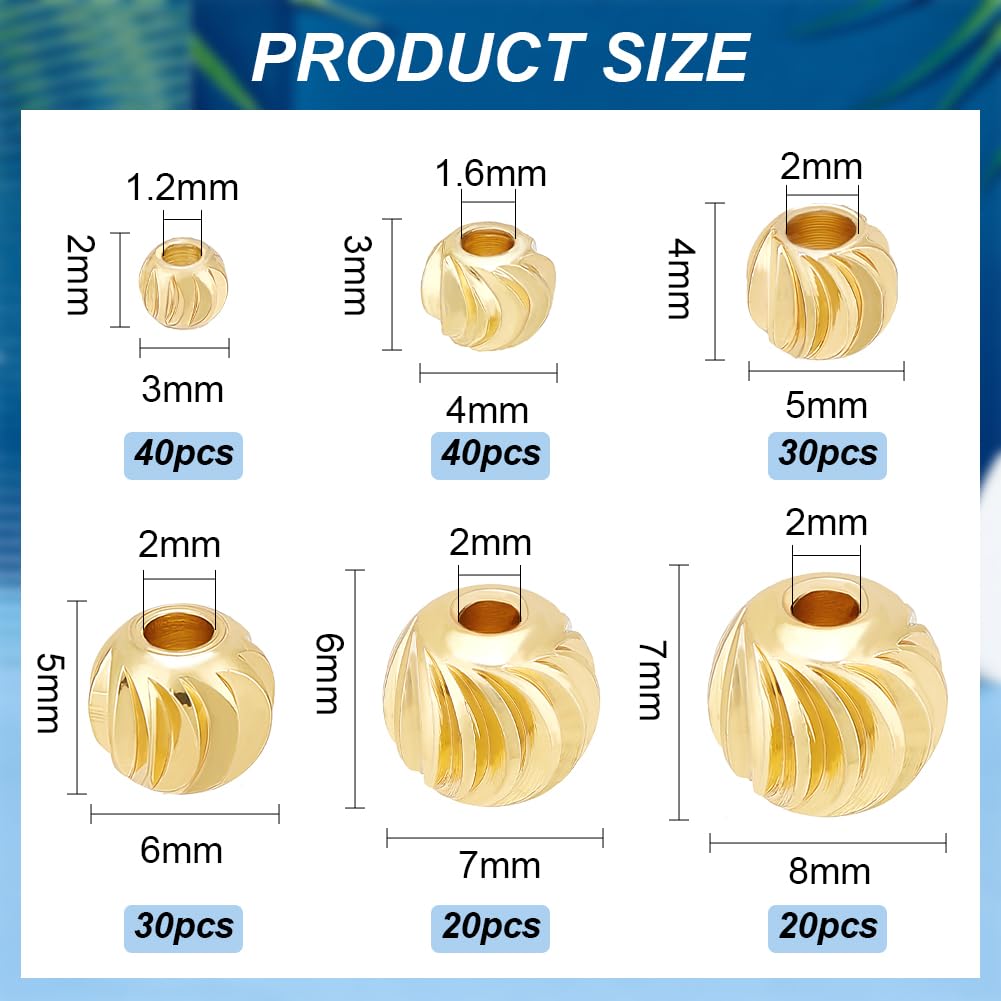 BENECREAT Perles rainurées perle intercalaire laiton doré 180 pcs