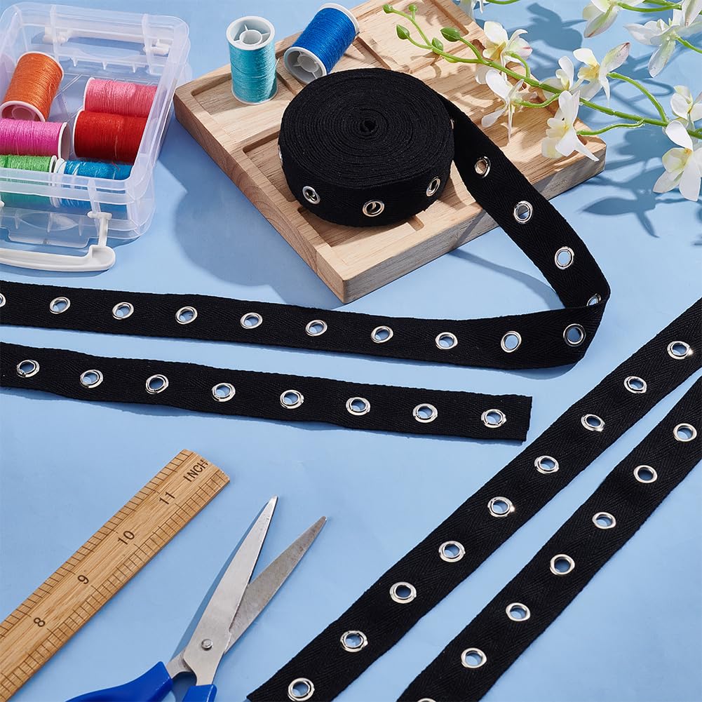 BENECREAT ruban œillets noir coton 25 mm 5,7 m