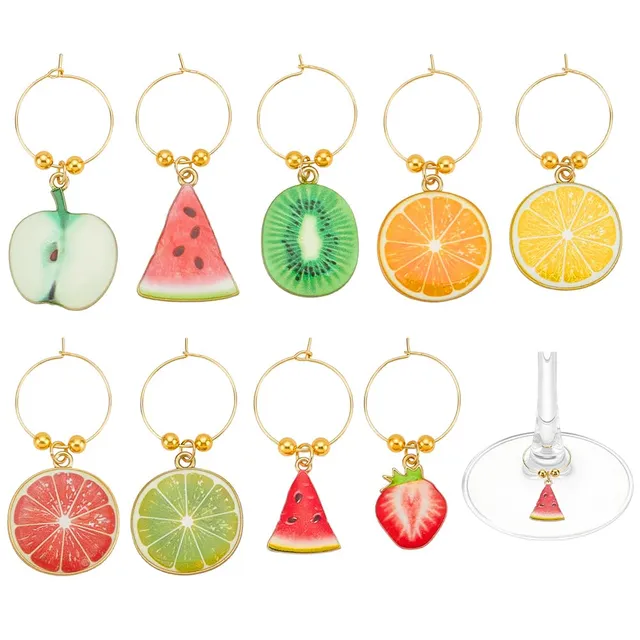 BENECREAT Breloque Verre à Vin Émail Fruits 44mm x9
