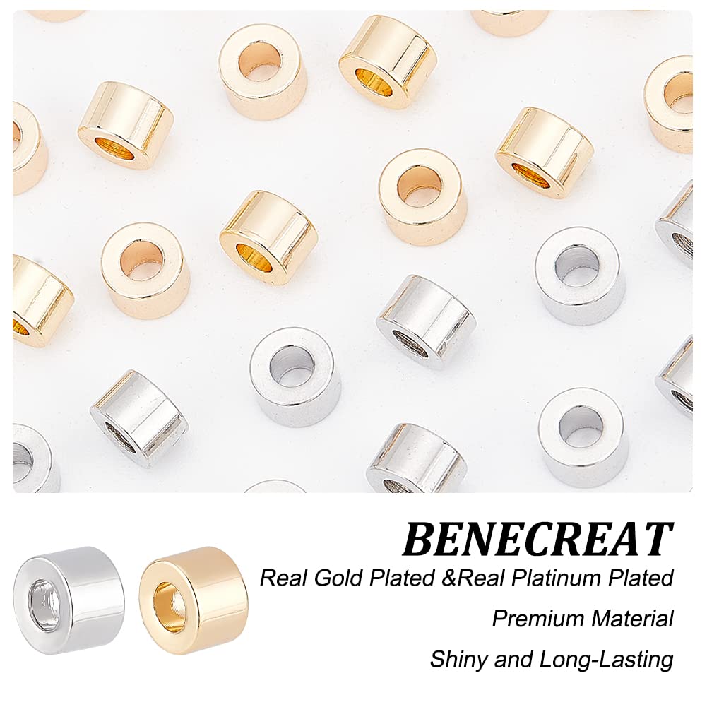 BENECREAT 40 perles intercalaires colonne 6x4 mm doré
