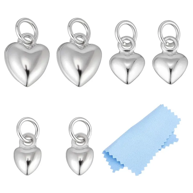 BENECREAT 925 Breloques Cœur Argent 6 Pièces 3D