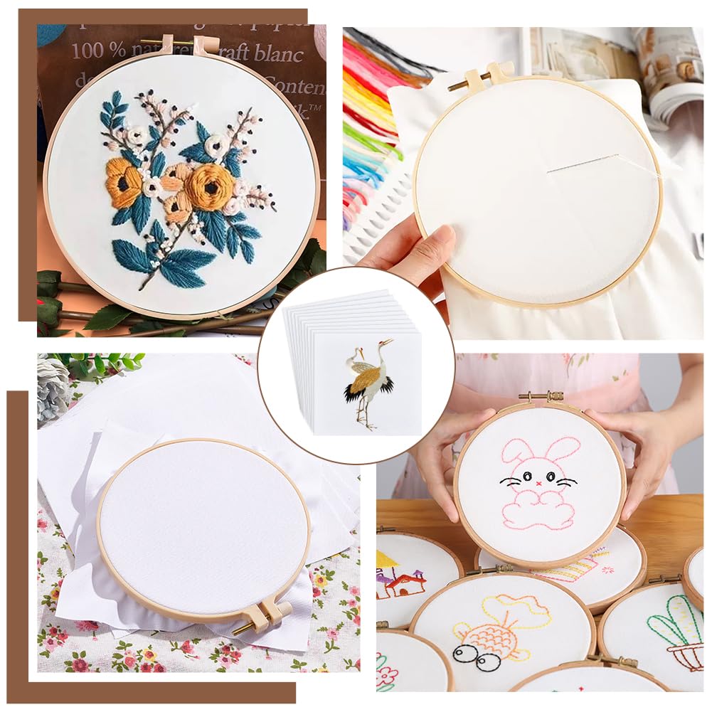 BENECREAT Tissu broderie coton blanc 30 cm 10 pièces