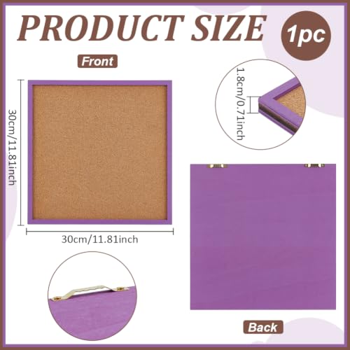 BENECREAT tableau liège carré violet 30x30cm cadre bois