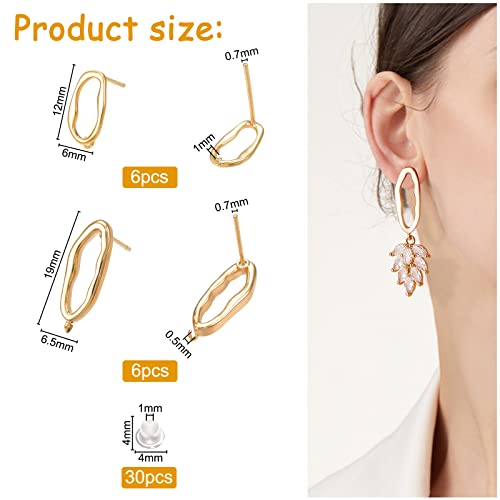 BENECREAT clous oreilles ovales dorés 18K 12 pcs