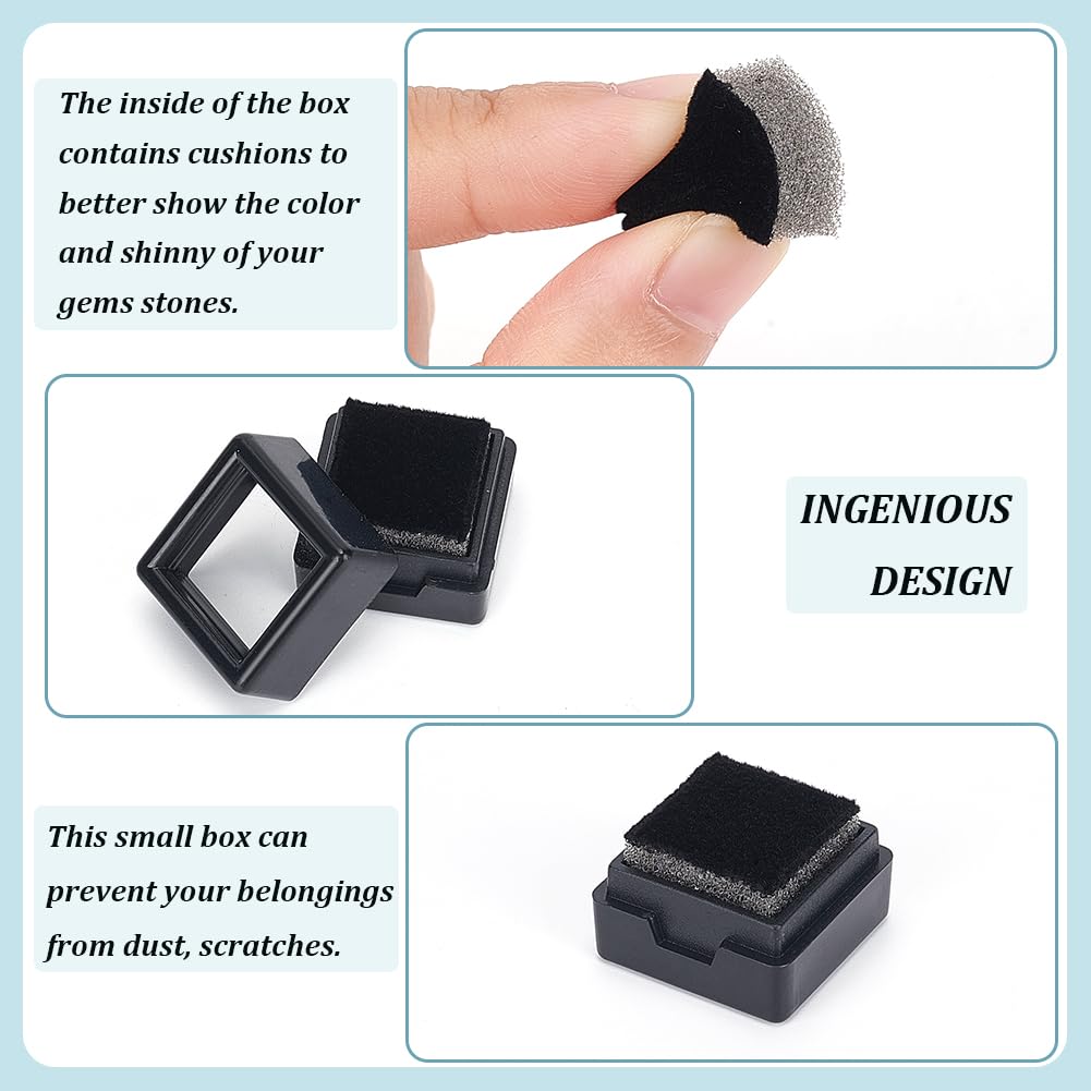 BENECREAT 36 boîtes pierres acrylique noires 2 cm