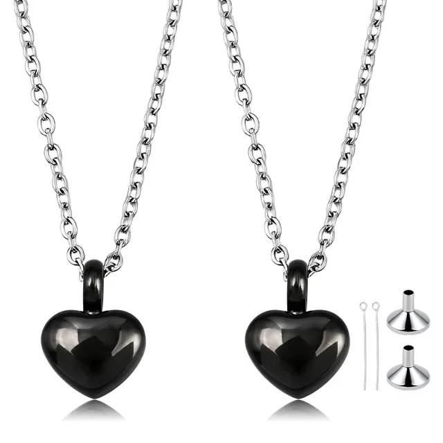 BENECREAT Pendentif Mémorial Cœur Acier Inoxydable Noir 2pcs