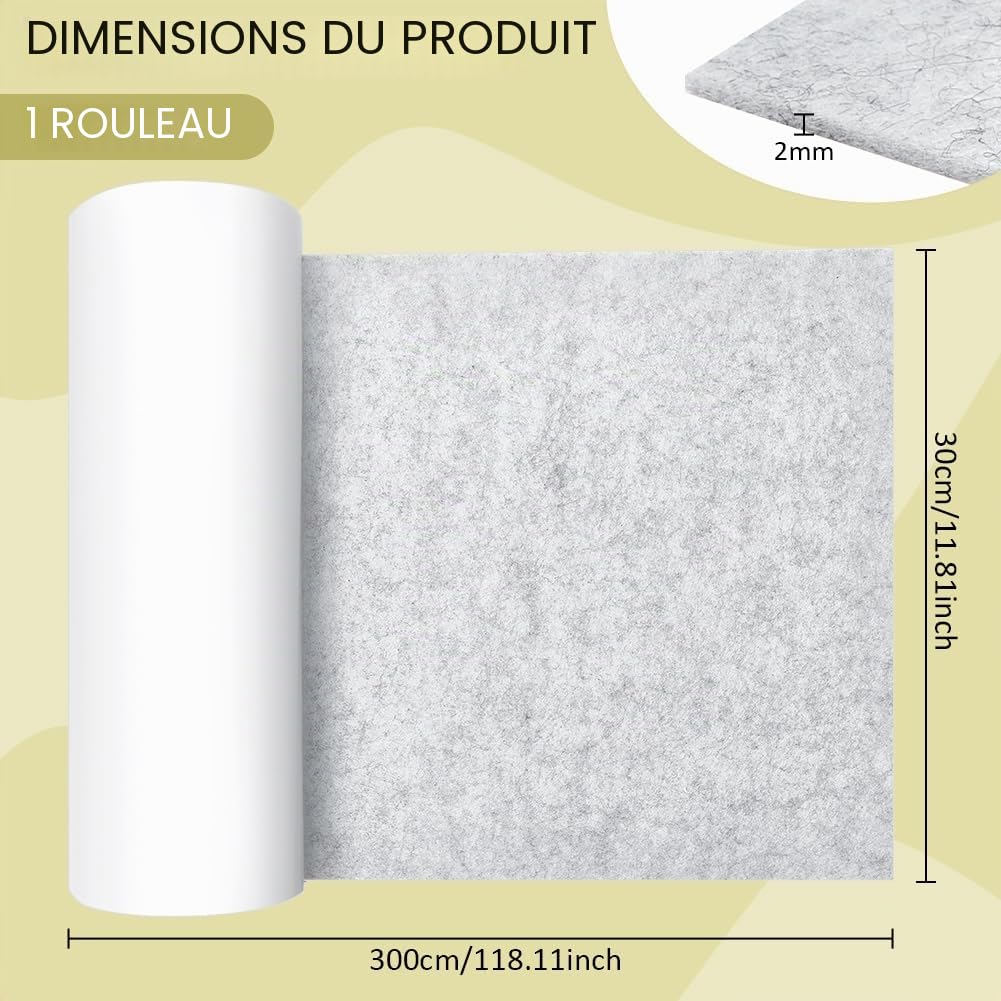 BENECREAT Rouleau feutre autocollant gris clair 30x300 cm