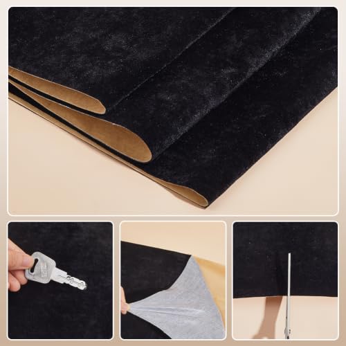 BENECREAT tissu velours autocollant noir 3m x 40cm glacé