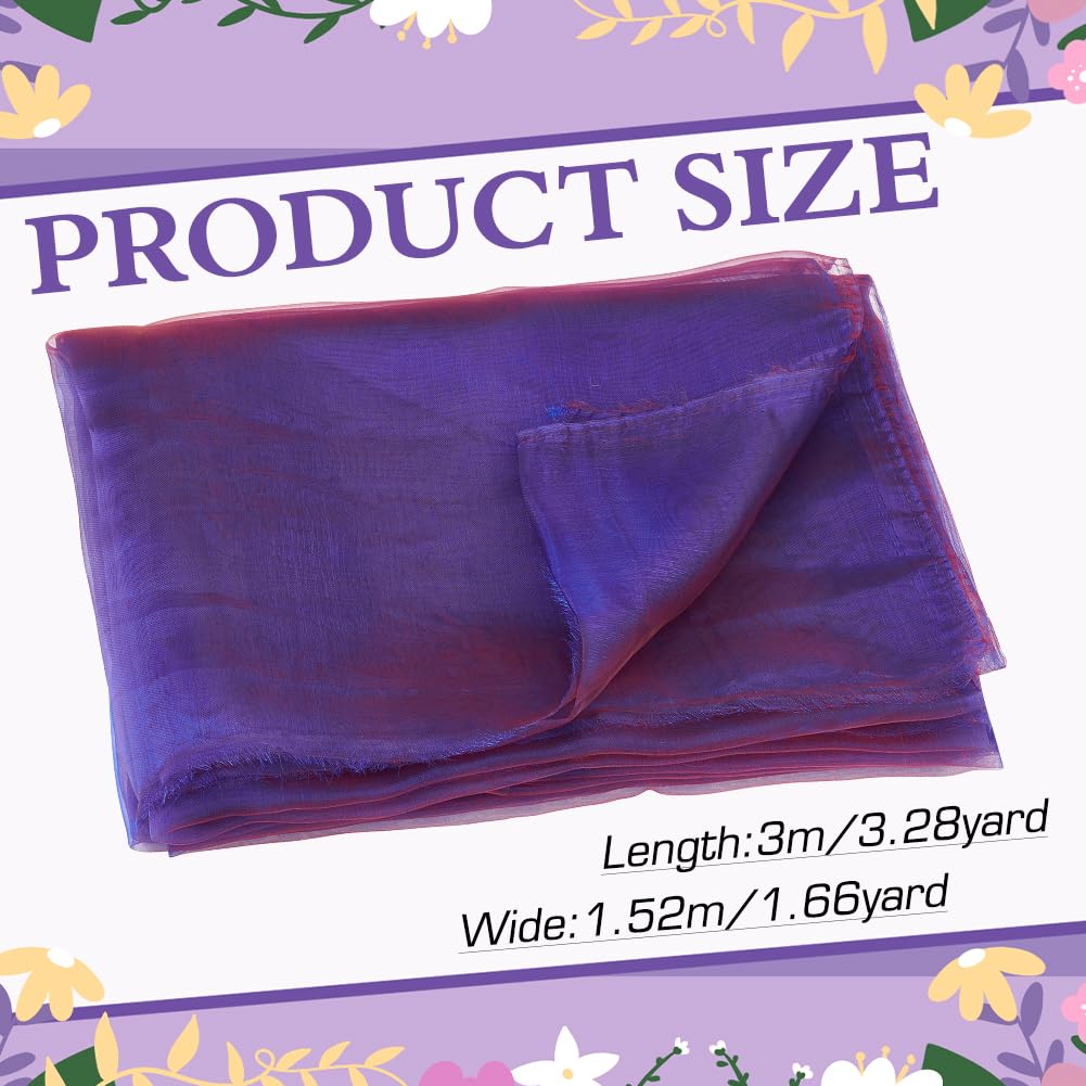 BENECREAT Tissu organza bicolore bleu roi 152 cm x 3 m
