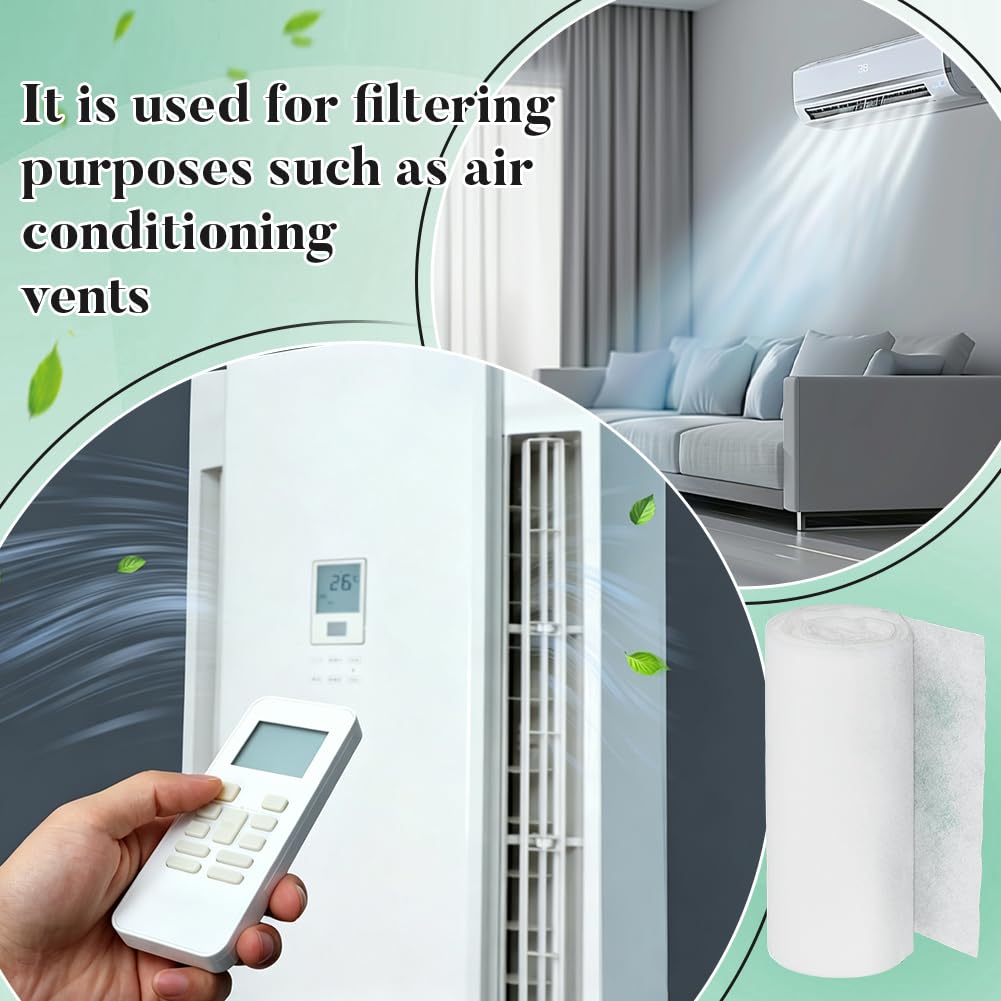 BENECREAT Filtre ventilation rouleau 8m x 25cm blanc