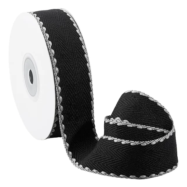 BENECREAT Ruban Rayures Polyester Noir 25mm 9,14m