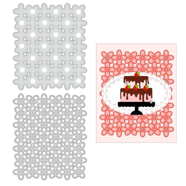 BENECREAT Fond Fleur dies de découpe lot de 2 acier 13,7x11,7 cm