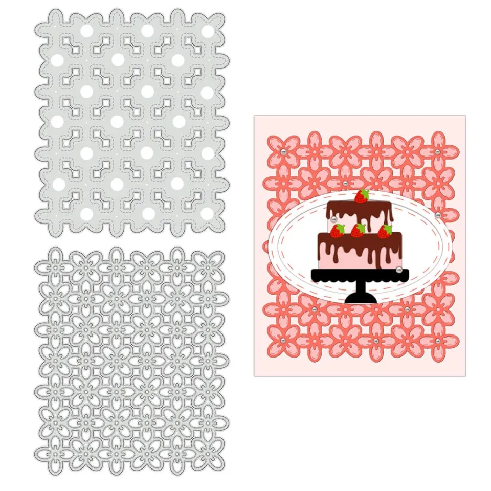 BENECREAT Fond Fleur dies de découpe lot de 2 acier 13,7x11,7 cm