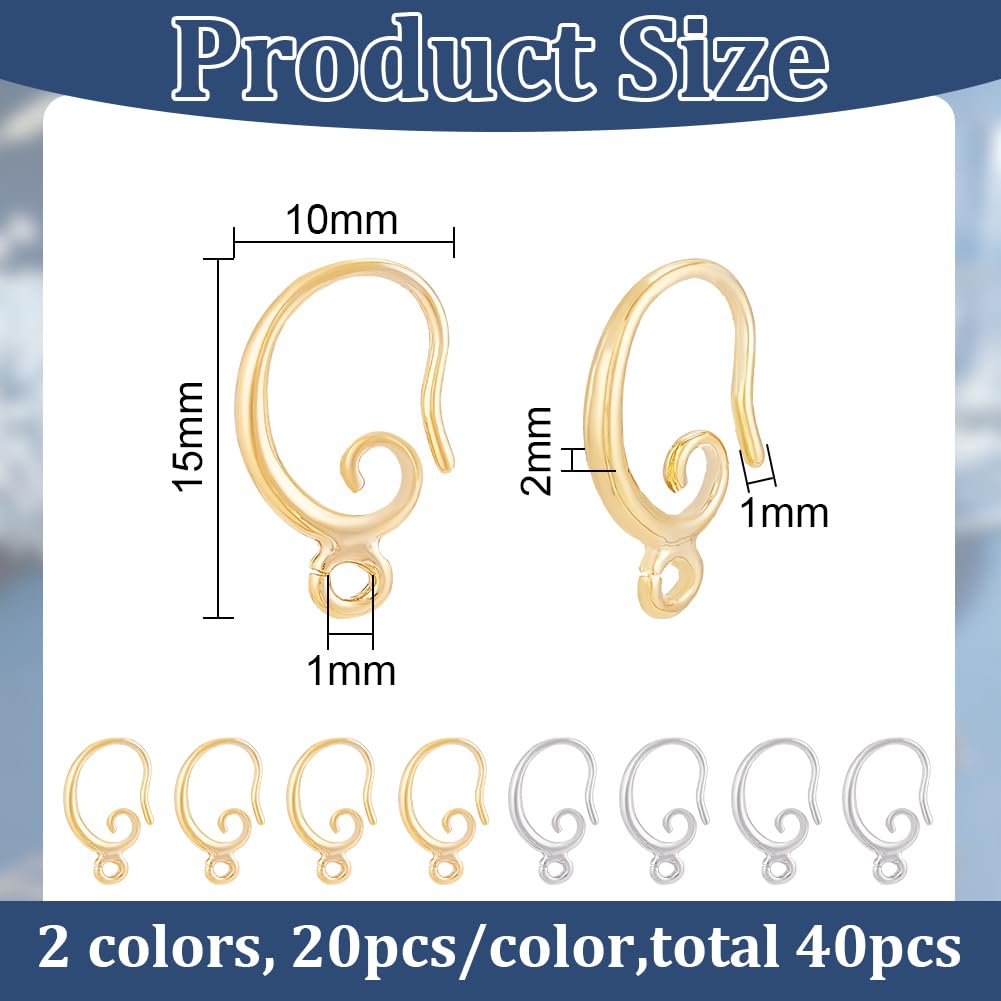 BENECREAT Crochets Boucles d'Oreilles Doré 40 pcs