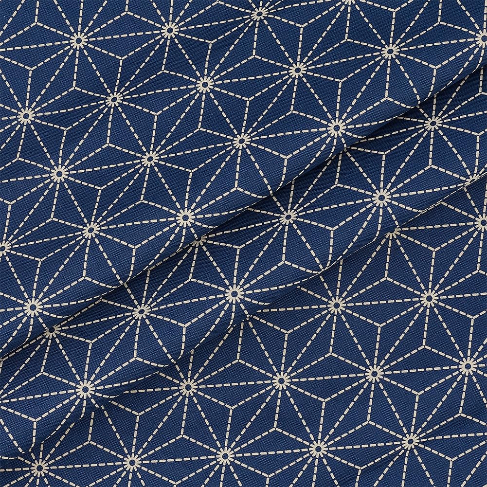 BENECREAT Tissu Coton Motif Fleuri 1m x 1,5m bleu nuit