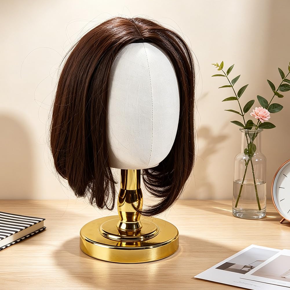 BENECREAT Support perruque doré tête mannequin 32cm