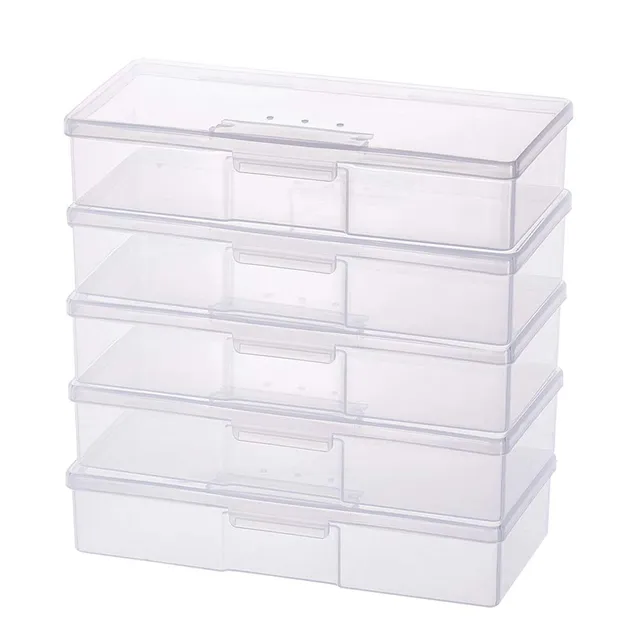 BENECREAT lot 5 boîtes rangement plastique transparentes 19 cm