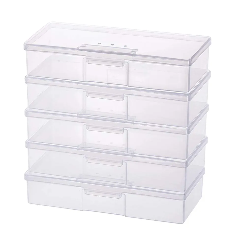 BENECREAT lot 5 boîtes rangement plastique transparentes 19 cm