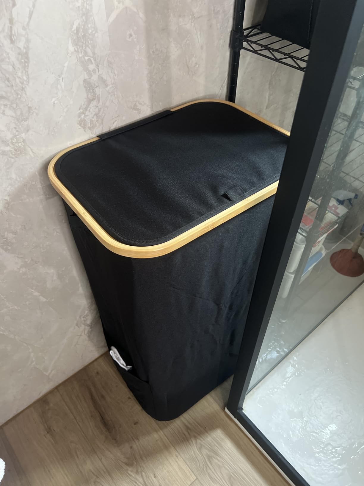 JYPS Panier à linge 110L 2 compartiments roulettes couvercle