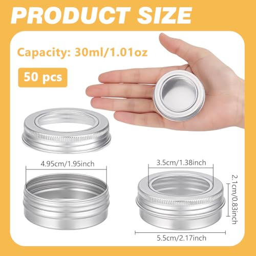 BENECREAT 50 boîtes alu platine 30ml couvercle fenêtre