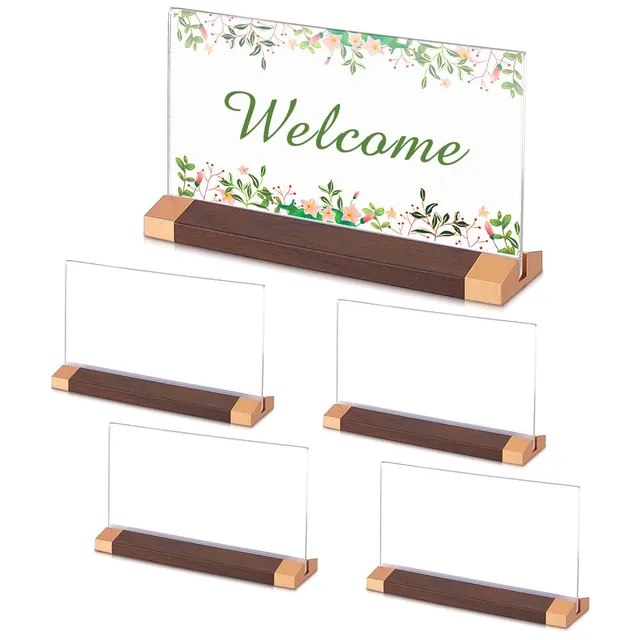 BENECREAT Porte-plaque bureau acrylique noyer 5 pcs