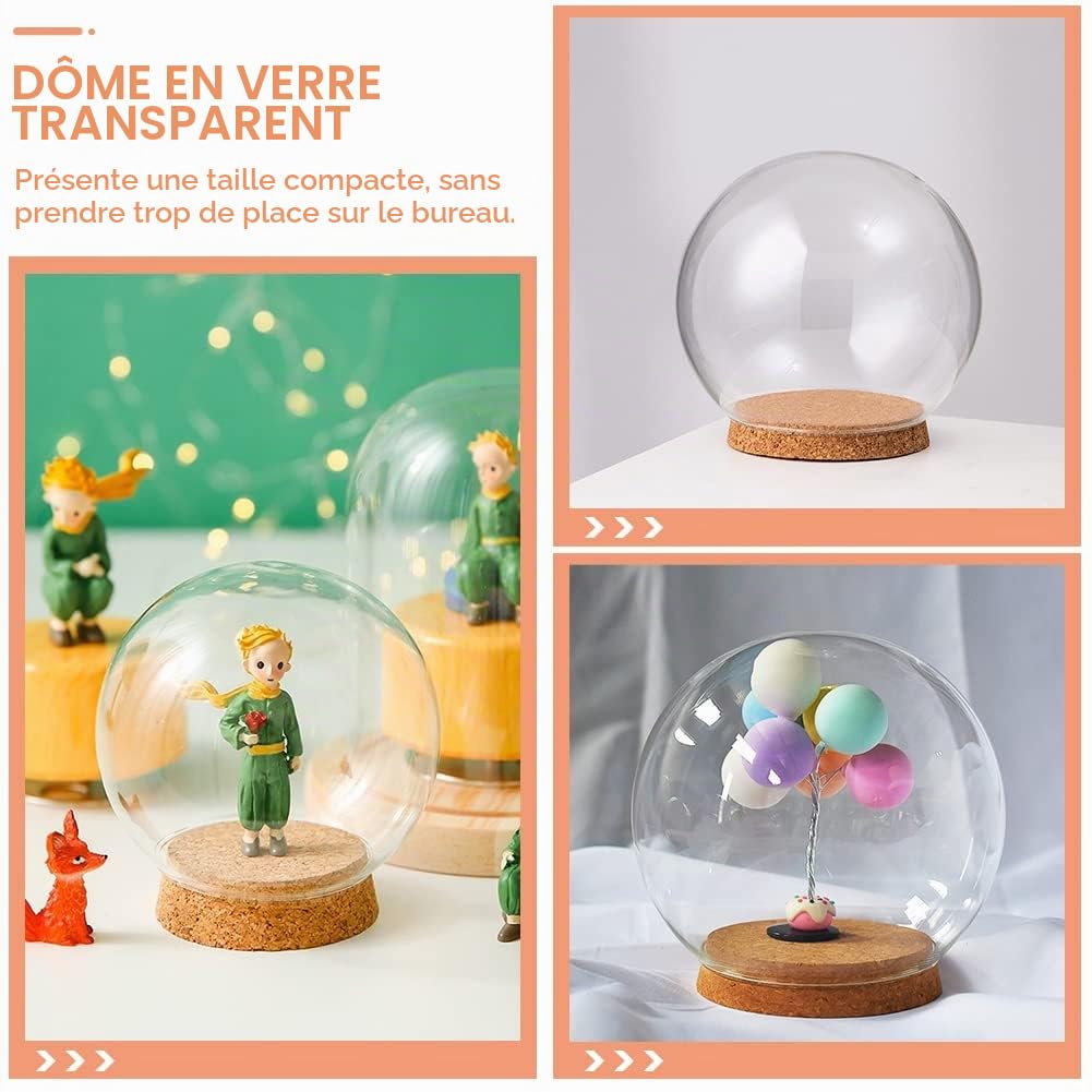 BENECREAT Lot 6 Bocaux Cloche Verre 64,5x70,5 mm Liège