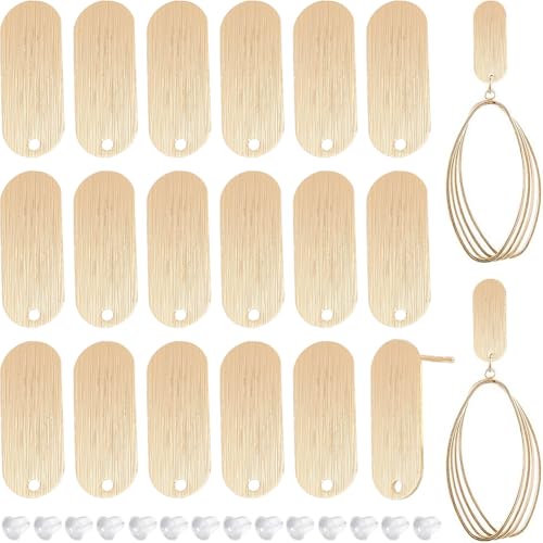 BENECREAT Clous d'Oreilles Ovales 20 pcs Plaqué Or 18K