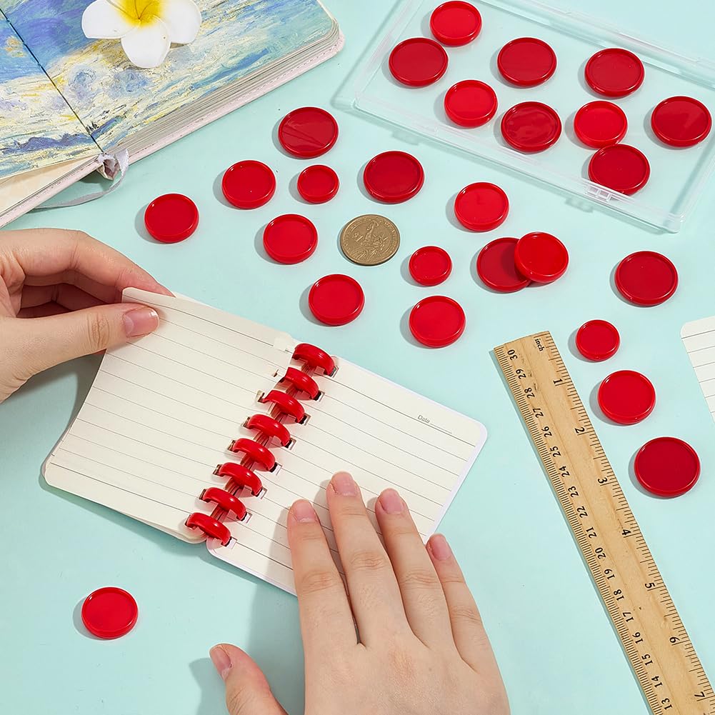 BENECREAT Disques Reliure Plastique Rouges 33pcs 15.5/21/24mm