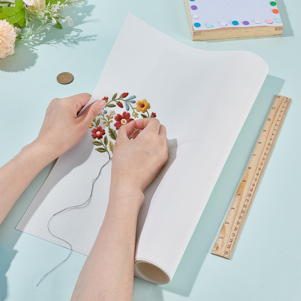 BENECREAT Toile Aïda Plastique 14CT blanche 100x40cm