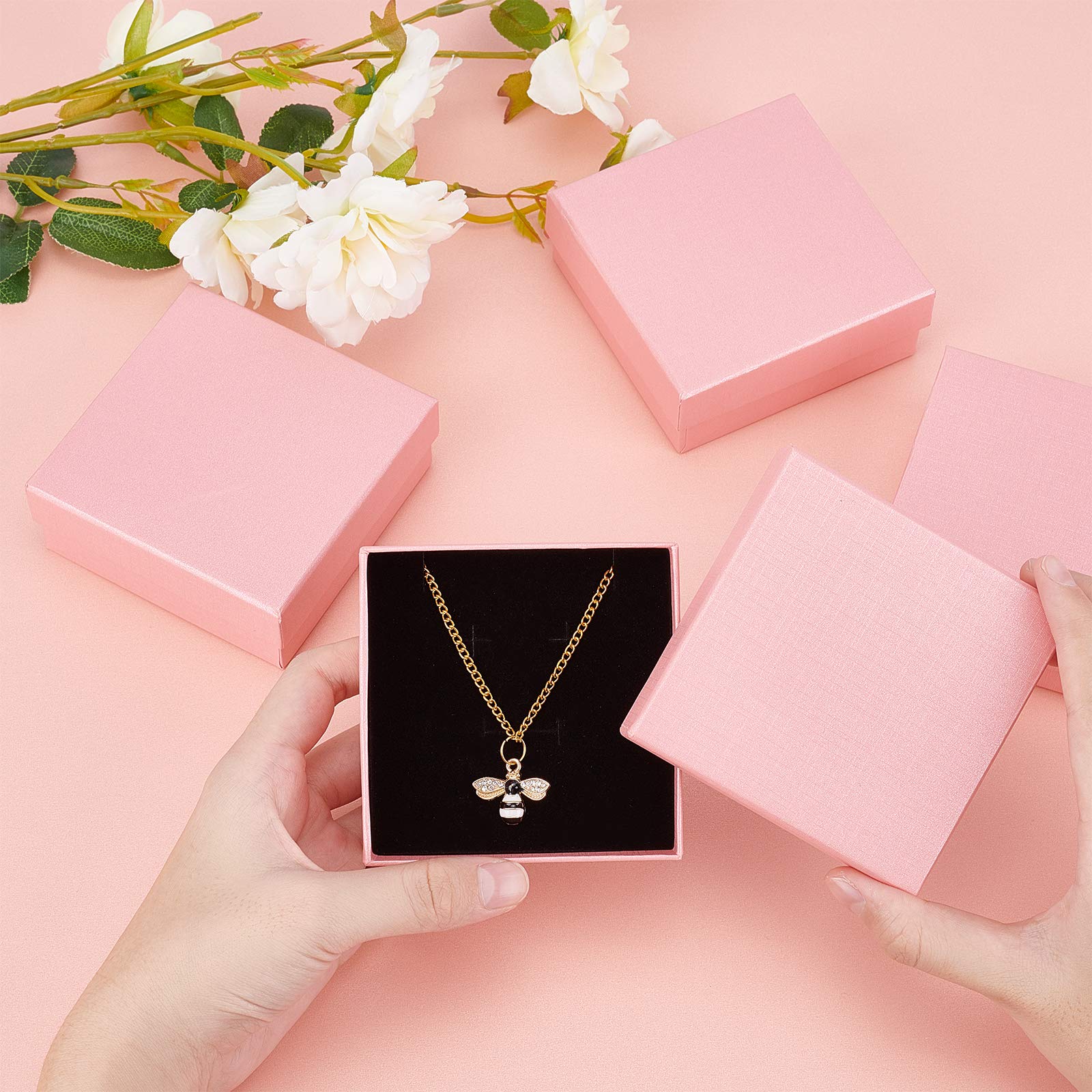BENECREAT Boîte Bijoux Carton Kraft Rose 9x8,8 cm x12