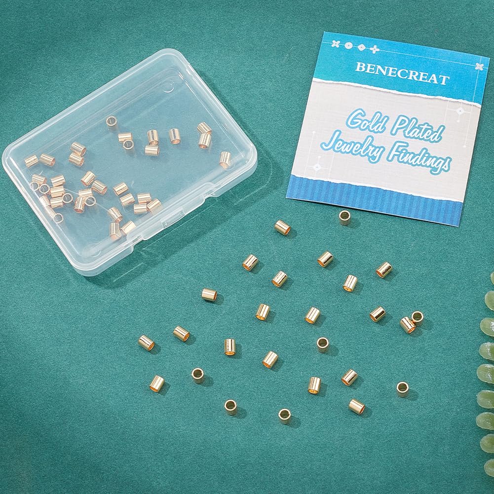 BENECREAT Colonne 3.5x4mm perles rondes plaqué or 60 pcs