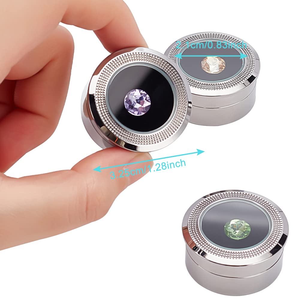 BENECREAT Boîte Bijoux Ronde Alliage Argent 3,25cm Velours