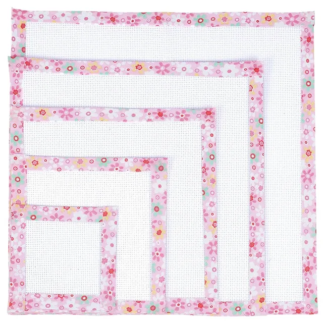 BENECREAT tissu Aida coton 14 count lot 5 bord rose