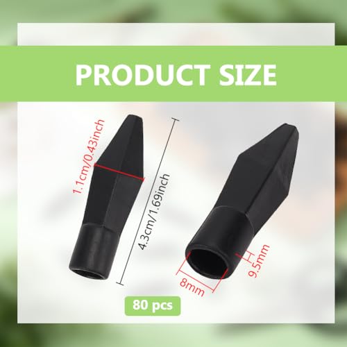 BENECREAT Pointes de Flèche Caoutchouc Noir 8mm Lot de 80